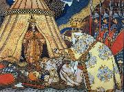 Ivan Bilibin Tsar Dadon meets the Shemakha queen Spain oil painting artist